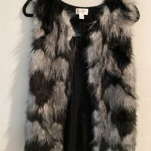 Lou & Grey Black and Gray Faux Fur Panel Vest